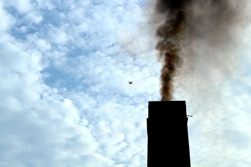 survey with quadcopter on a chimney